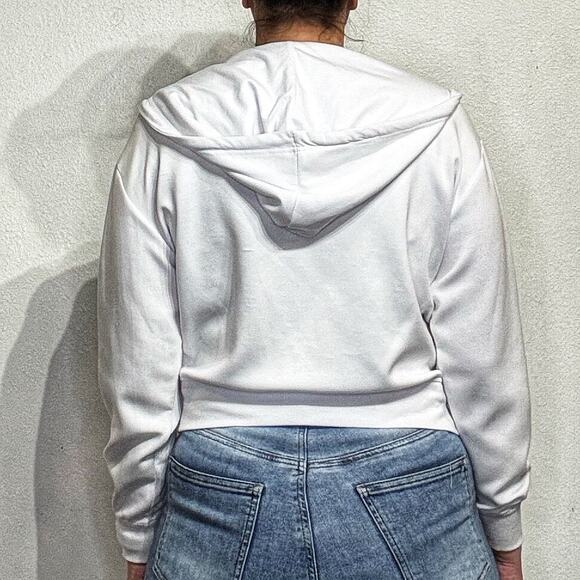 If It Were Me White Full Zip Crop Hooded Jacket Sz S - Picture 10 of 12